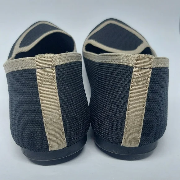 Birdies Blackbird Knit Flats Jet Black With Tan Trim Shoes Women's Size 9 - Picture 6 of 12